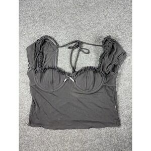 TicToc Black Nylon Bra Bralette Bustier Corset Size M Crop Top Rave Cosplay Sexy